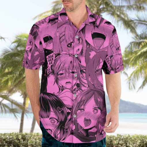 Chemise hawaïenne Ahegao - style manga – Image 3