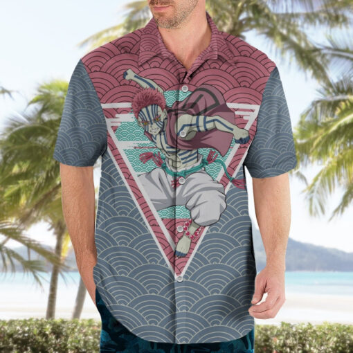 Chemise hawaïenne Akaza - Demon Slayer - motif japonais – Image 3