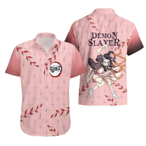 Chemise hawaïenne Nezuko – Demon Slayer – motif Asanoha – Image 3