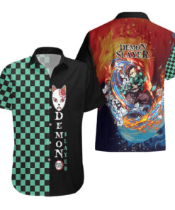 Chemise hawaïenne Tanjiro – Demon Slayer – motif Ichimatsu