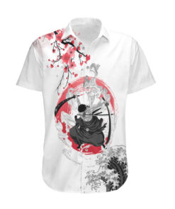 Chemise hawaïenne Roronoa Zoro – One Piece – peinture Sumi-e