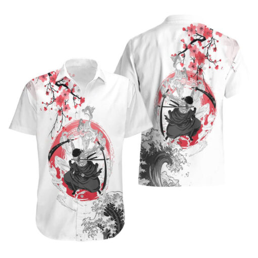 Chemise hawaïenne Roronoa Zoro – One Piece – peinture Sumi-e – Image 3