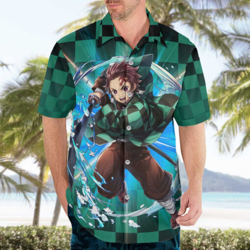 Chemise hawaïenne Tanjiro – Demon Slayer (aura astrale) – Image 3