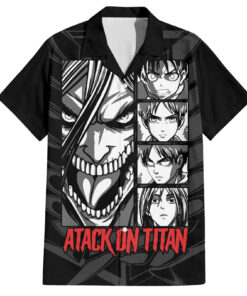 Chemise hawaïenne Attaque des Titans – Personnages (style manga)