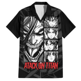 Chemise hawaïenne Attaque des Titans – Personnages (style manga)