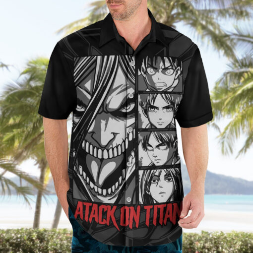 Chemise hawaïenne Attaque des Titans – Personnages (style manga) – Image 3