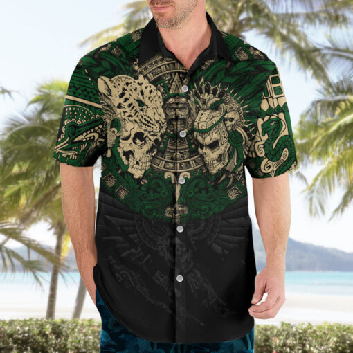 Chemise hawaïenne Guerrier aztèque – Crânes – Image 3