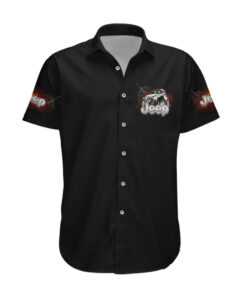Chemise hawaïenne Jeep Noir – Boussole "Not All Who Wander Are Lost"