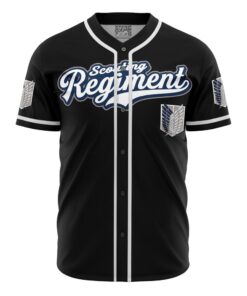 Maillot de baseball Régiment d'Éclaireurs Noir L'Attaque des Titans