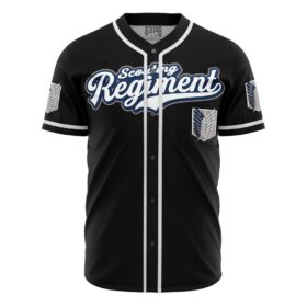 Maillot de baseball Régiment d’Éclaireurs Noir L’Attaque des Titans