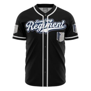 Maillot de baseball Régiment d'Éclaireurs Noir L'Attaque des Titans
