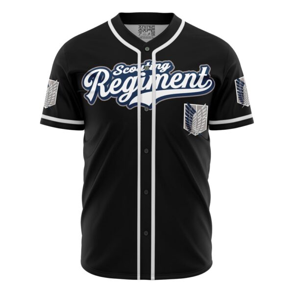 Maillot de baseball Régiment d'Éclaireurs Noir L'Attaque des Titans