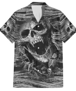 Chemise hawaïenne Metallica – Crâne noir & blanc