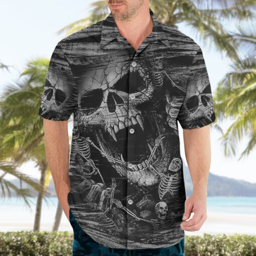 Chemise hawaïenne Metallica – Crâne noir & blanc – Image 3