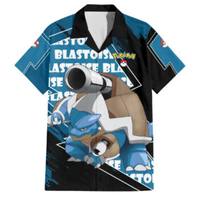 Chemise hawaïenne Tortank – Pokémon (motif grunge)