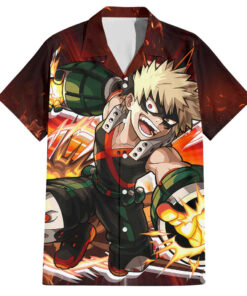 Chemise hawaïenne Bakugo en feu – My Hero Academia