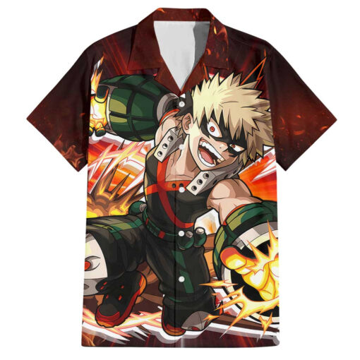 Chemise hawaïenne Bakugo en feu – My Hero Academia