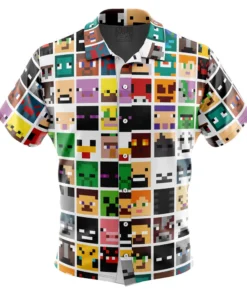 Chemise hawaïenne Visages Bloc Minecraft