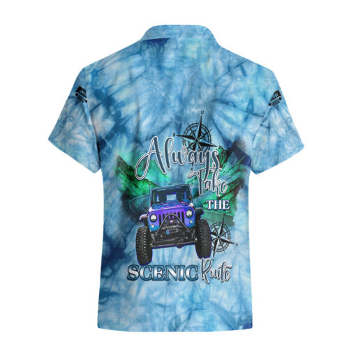 Chemise hawaïenne Jeep Tie-Dye Bleue – "Scenic Route" – Image 2