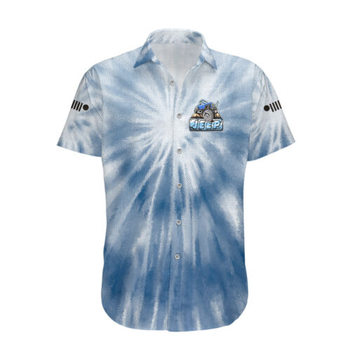 Chemise hawaïenne Jeep Tie-Dye Bleue – "Jeep Hair Don’t Care" – Image 2