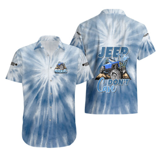 Chemise hawaïenne Jeep Tie-Dye Bleue – "Jeep Hair Don’t Care" – Image 3