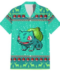 Chemise hawaïenne Bulbizarre Pokémon Pixel Noël