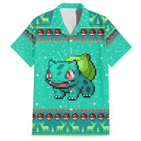 Chemise hawaïenne Bulbizarre Pokémon Pixel Noël