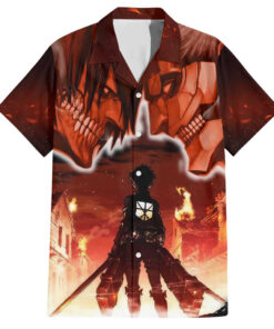 Chemise hawaïenne Attaque des Titans Incendiaire
