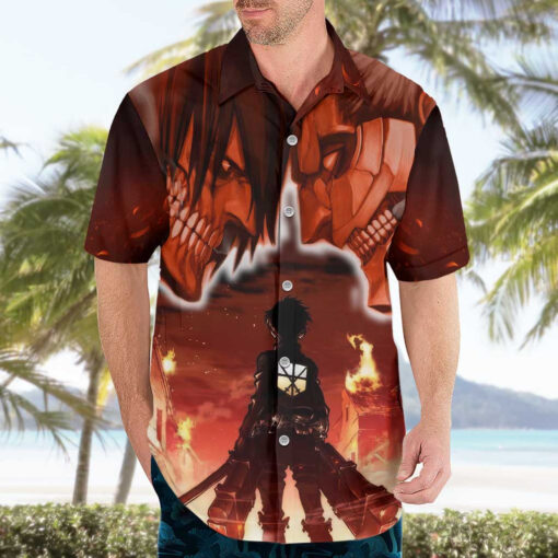 Chemise hawaïenne Attaque des Titans Incendiaire – Image 3