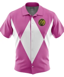 Chemise hawaïenne Ranger Rose Mighty Morphin Power Rangers
