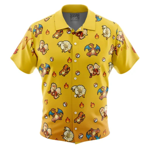 Chemise hawaïenne Type Feu Pokémon