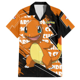 Chemise hawaïenne Salamèche Pokémon Style Sombre