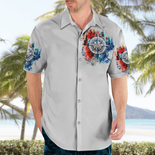 Chemise hawaïenne Jeep Boussole Drapeau Américain – Image 3