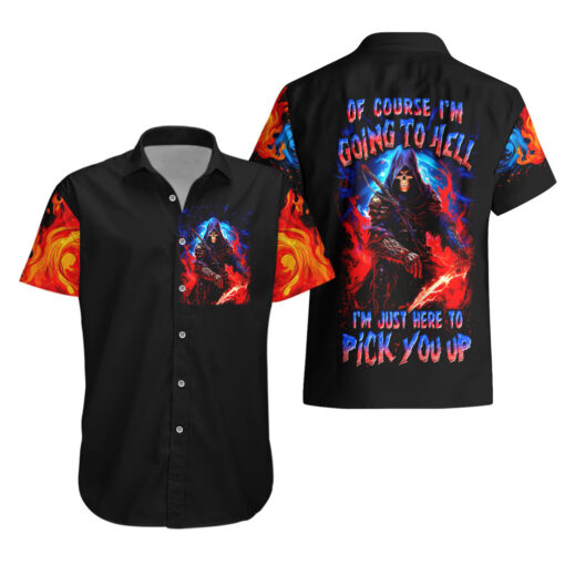 Chemise hawaïenne Crâne "Bien sûr que je vais en enfer" – Image 3