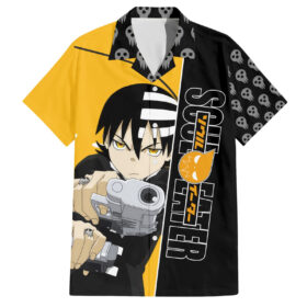 Chemise hawaïenne Death the Kid Soul Eater style art et crânes