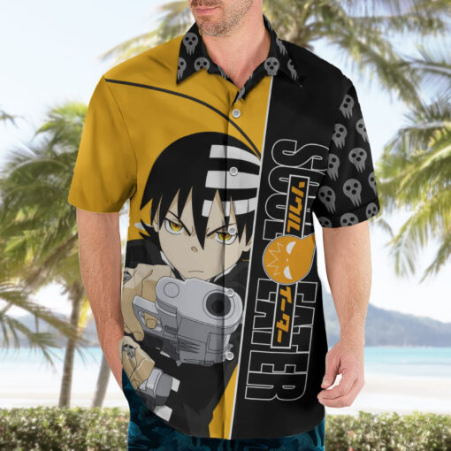 Chemise hawaïenne Death the Kid Soul Eater style art et crânes – Image 3