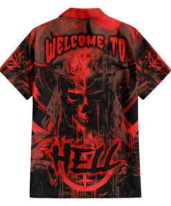 Chemise hawaïenne Crâne démoniaque – Welcome to Hell
