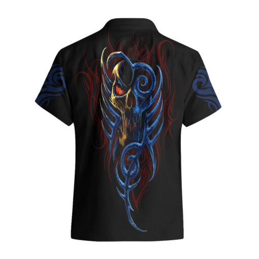 Chemise hawaïenne Crâne démoniaque – Visage du diable – Image 2