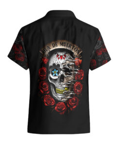 Chemise hawaïenne Jour des morts – Crâne à la rose