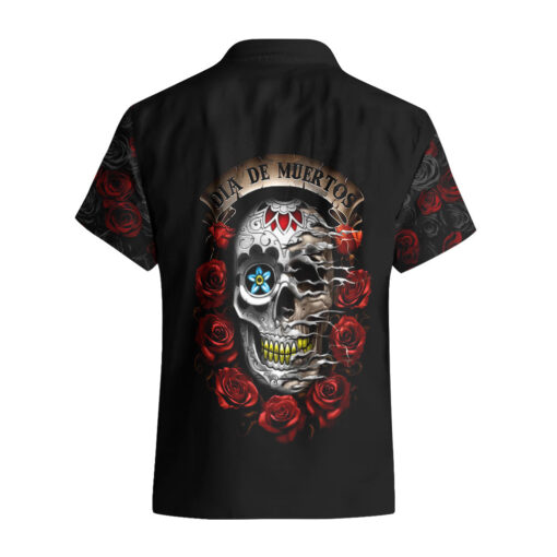 Chemise hawaïenne Jour des morts – Crâne à la rose