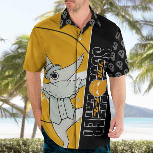 Chemise hawaïenne Excalibur Soul Eater style crânes et art – Image 3