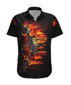 Chemise hawaïenne Crâne de feu Hurlement Mortel