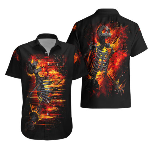Chemise hawaïenne Crâne de feu Hurlement Mortel – Image 3