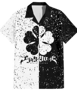 Chemise hawaïenne Trèfle à cinq feuilles Black Clover style grunge