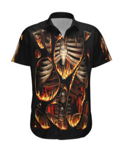 Chemise hawaïenne Crâne en flammes "Feu à l’intérieur"