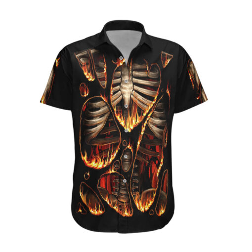 Chemise hawaïenne Crâne en flammes "Feu à l’intérieur"