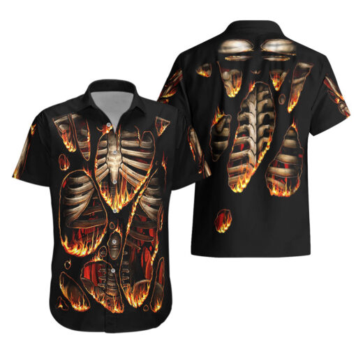 Chemise hawaïenne Crâne en flammes "Feu à l’intérieur" – Image 3
