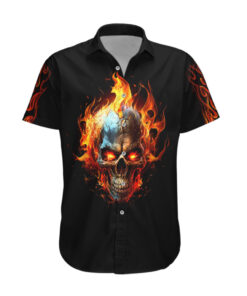 Chemise hawaïenne Crâne en feu Cavaliers Célestes