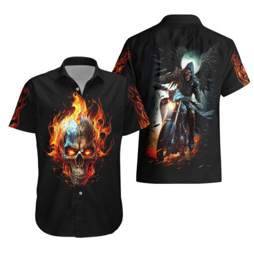 Chemise hawaïenne Crâne en feu Cavaliers Célestes – Image 3
