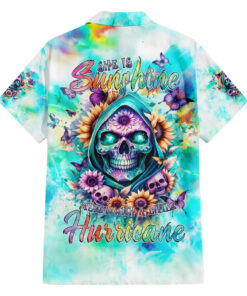 Chemise hawaïenne Crâne fleuri "Soleil et Ouragan"